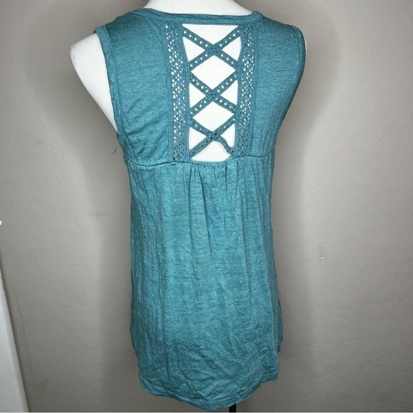 Cynthia Rowley teal/Blue Linen Tank Top - Picture 1 of 6